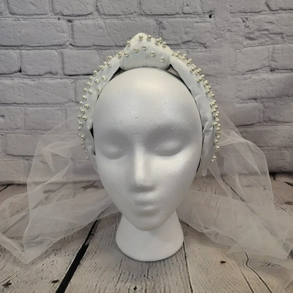 Lele Sadoughi Veil Imitation Pearl Satin Headband